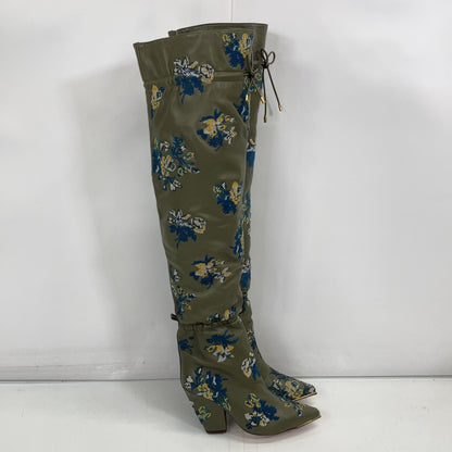像新的一样 Lila 90 褶皱和刺绣 20AW 及膝靴 鞋子 7M 女式