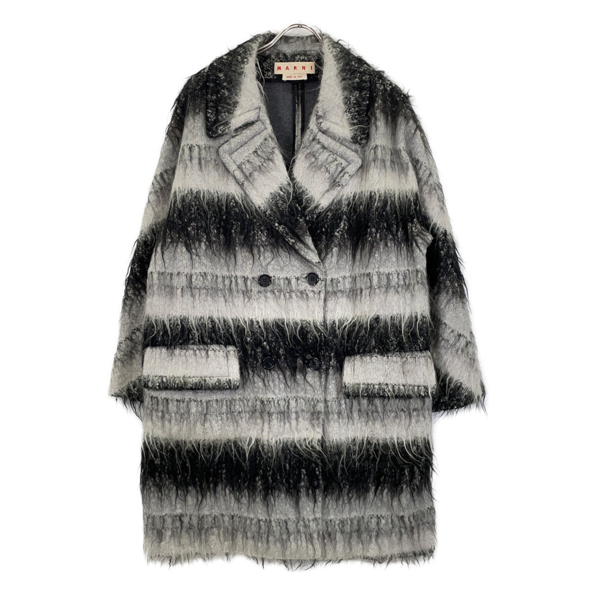 MARNI マルニ 13-14AW ブラック/グレー CPMAO10A00TW577 モヘア混 チェスターコート コート