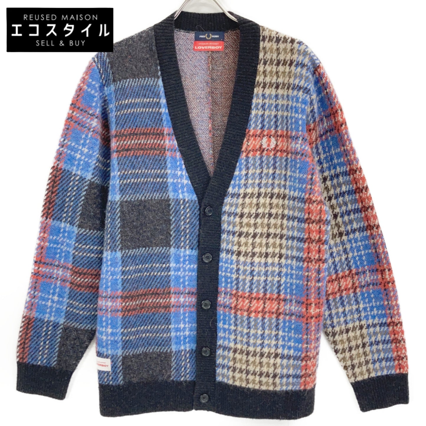 FRED PERRY フレッドペリー ×LOVERBOY チェック柄 2020年 アルパカ ニットカーディガン トップス