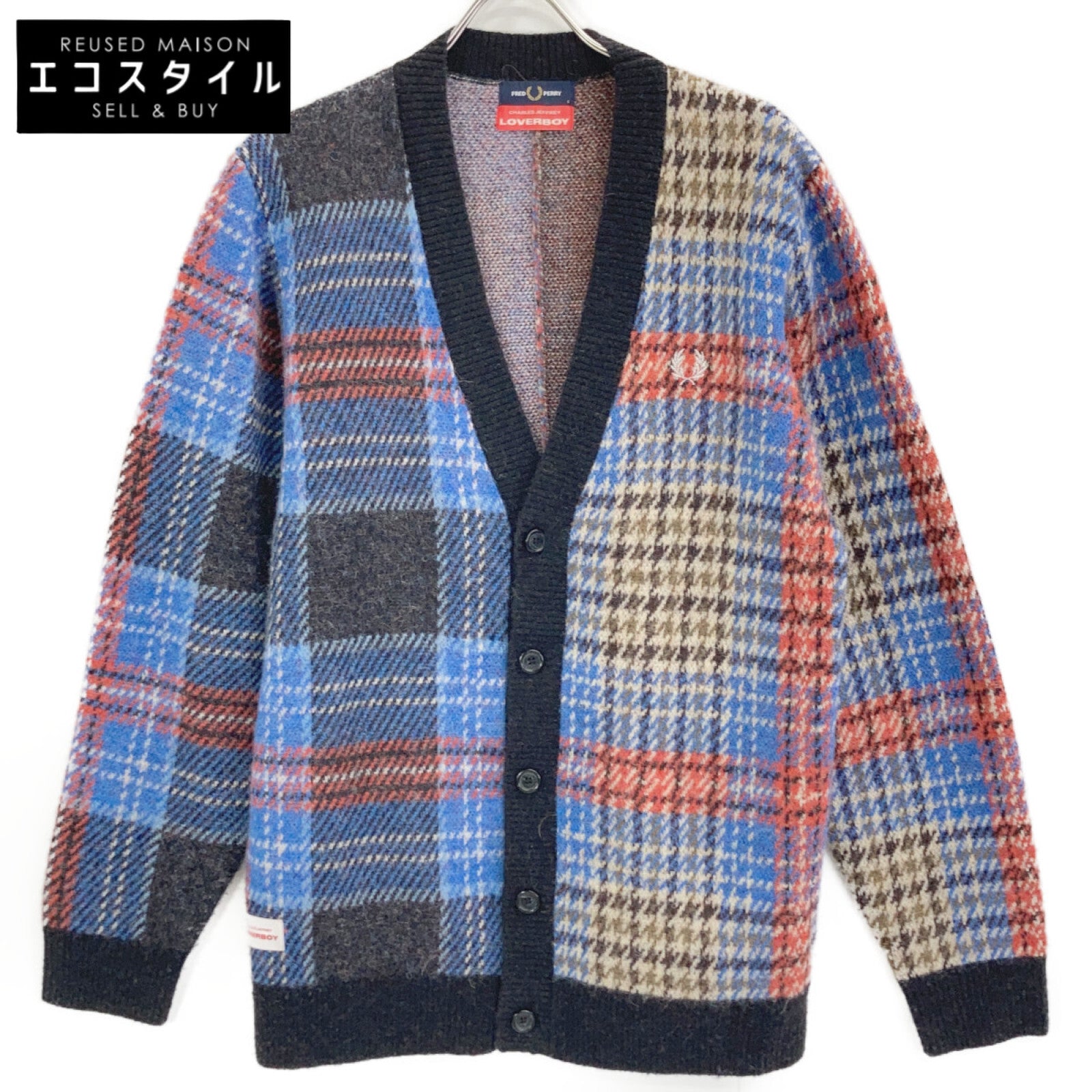 FRED PERRY フレッドペリー ×LOVERBOY チェック柄 2020年 アルパカ ニットカーディガン トップス