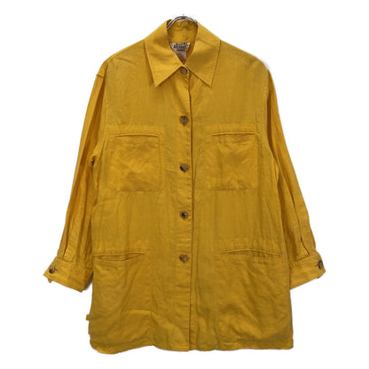 HERMES Mustard Linen Coverall Shirt Top