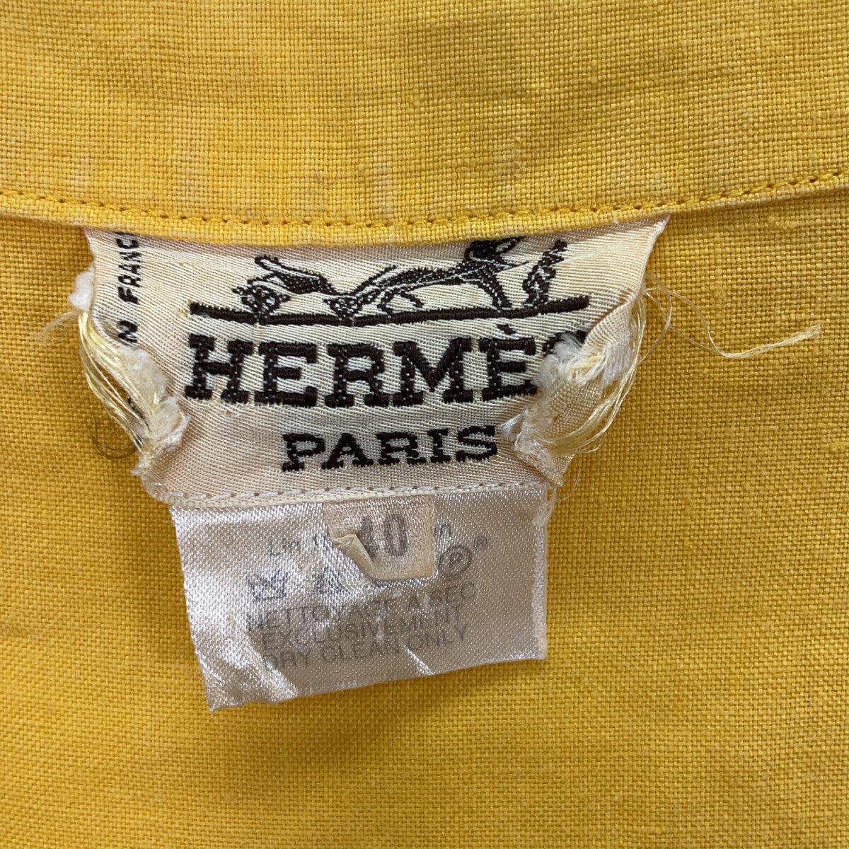 HERMES Mustard Linen Coverall Shirt Top