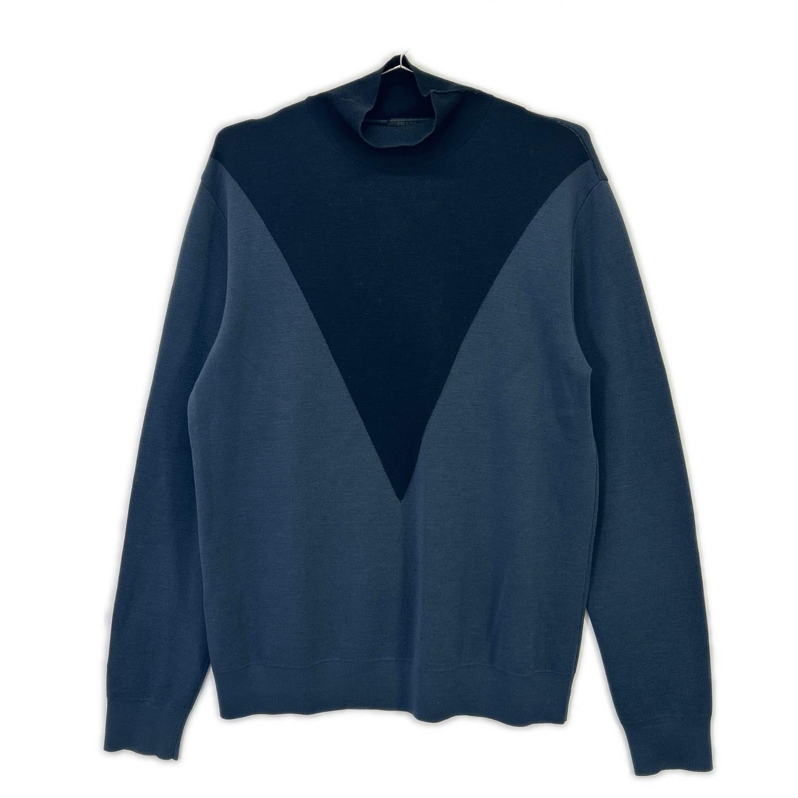 PRADA プラダ ネイビー 11AW ウール ハイネックプルオーバーニット トップス