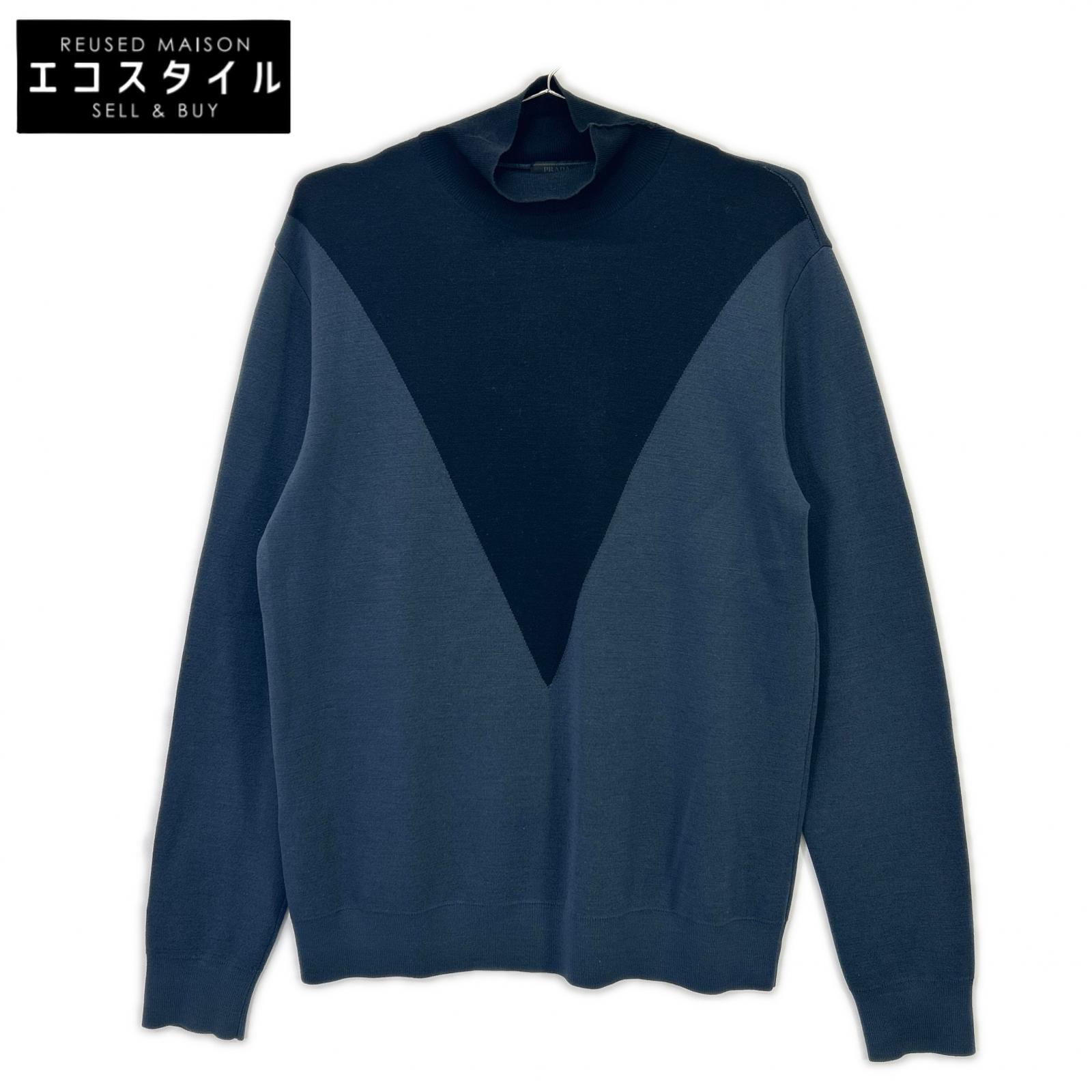 PRADA プラダ ネイビー 11AW ウール ハイネックプルオーバーニット トップス