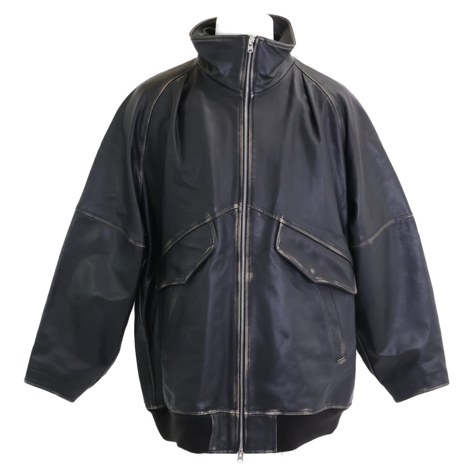 08SIRCUS 08 Circus 【美品】S25AW-OT09 双色哥特风皮革中长款夹克 磨毛处理 皮革夹克 外套