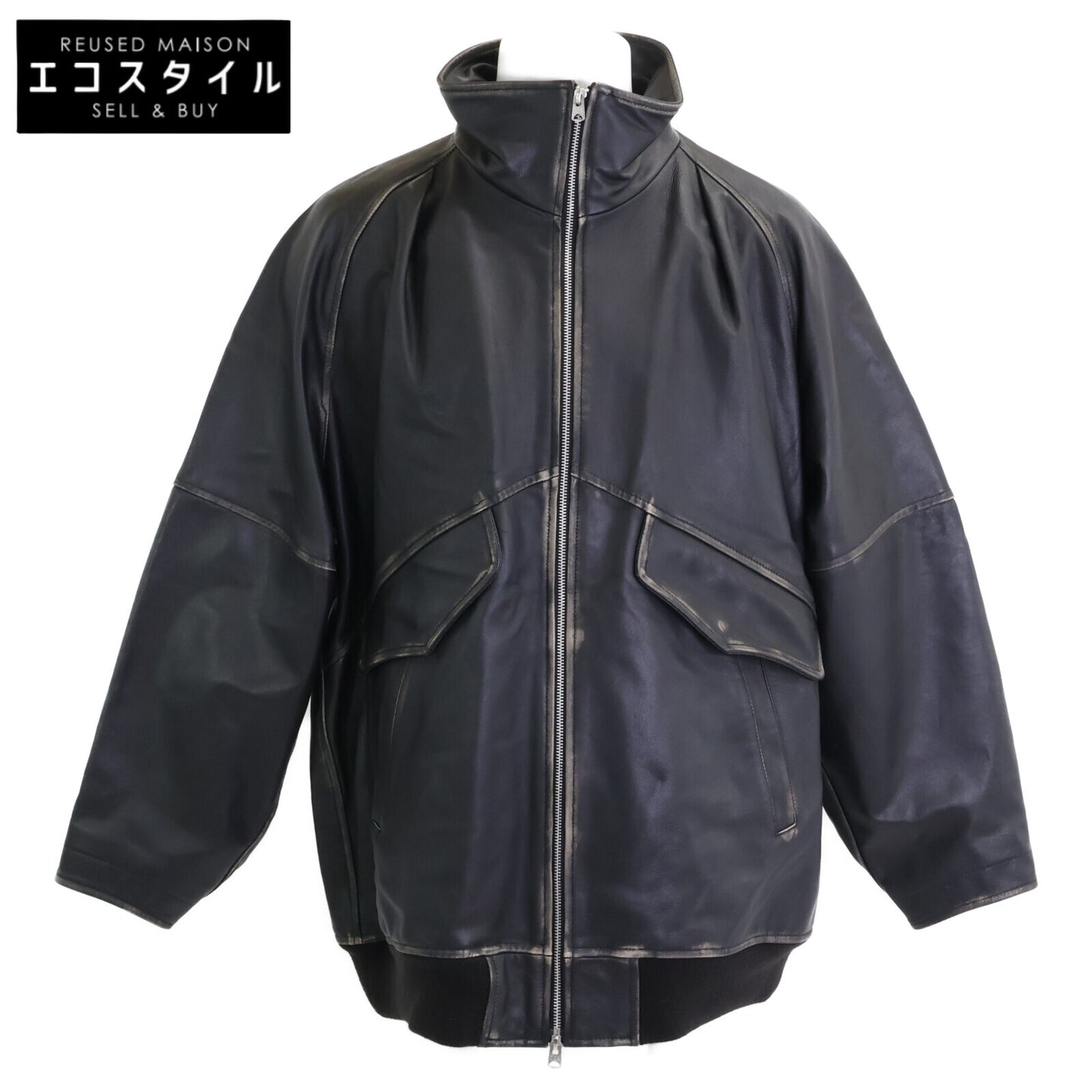 08SIRCUS 08サーカス 【美品】S25AW-OT09 2tone goth leather mid blouson USED加工 レザー ブルゾン ジャケット 5