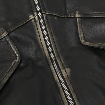 08SIRCUS 08 Circus 【美品】S25AW-OT09 双色哥特风皮革中长款夹克 磨毛处理 皮革夹克 外套