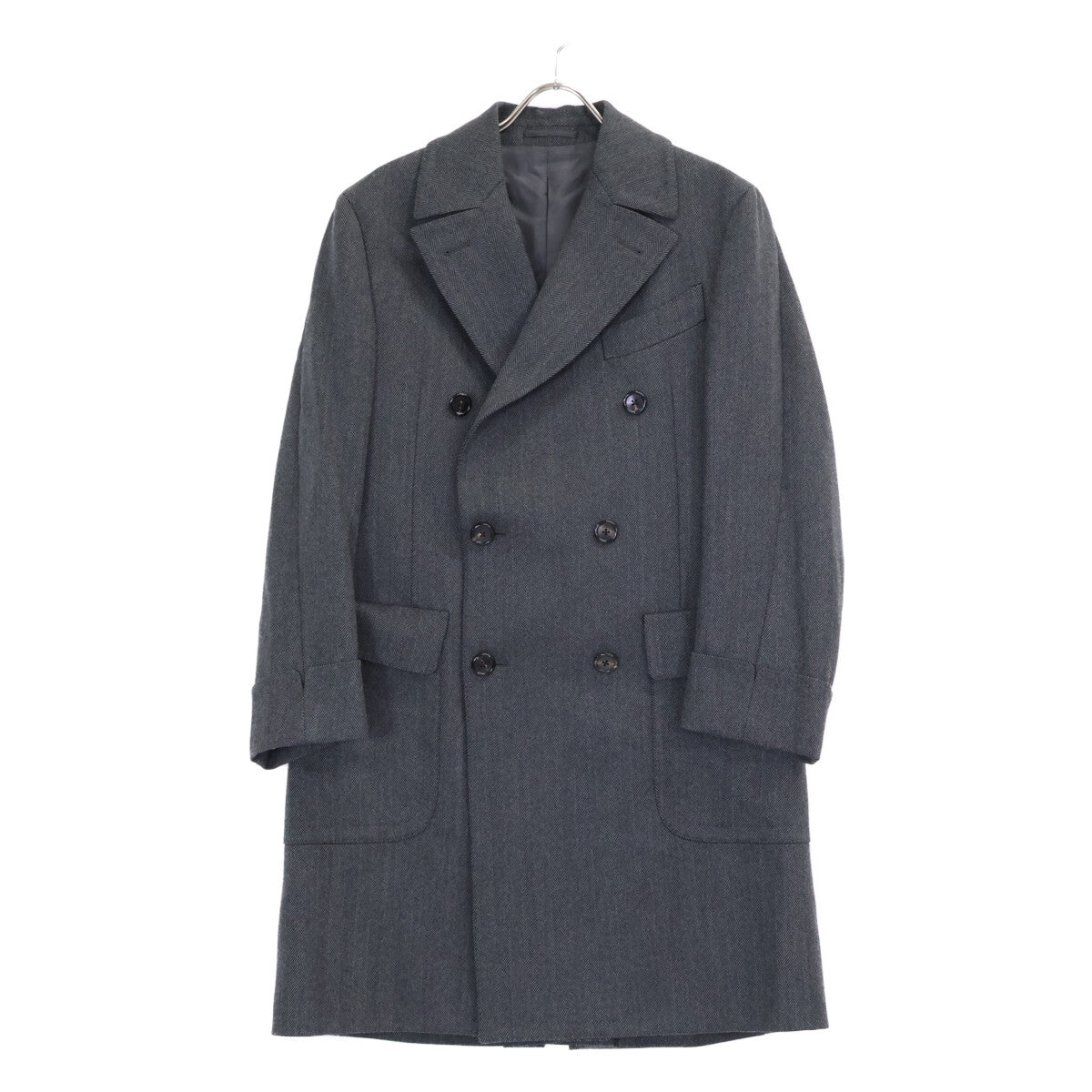 GABRIELE PASINI Charcoal Gray G50300/G5411 Herringbone Wool Flannel Polo Coat