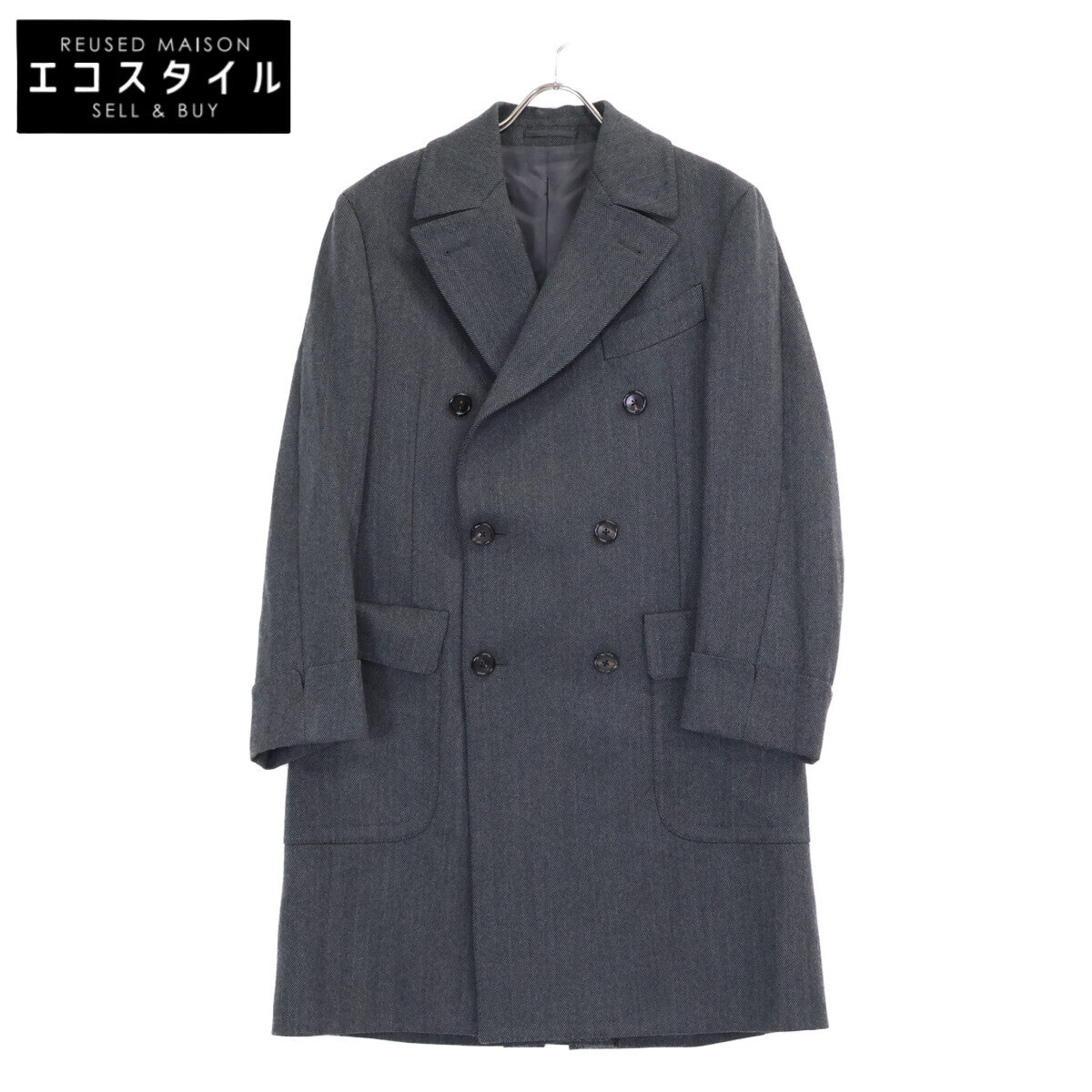 GABRIELE PASINI Charcoal Gray G50300/G5411 Herringbone Wool Flannel Polo Coat