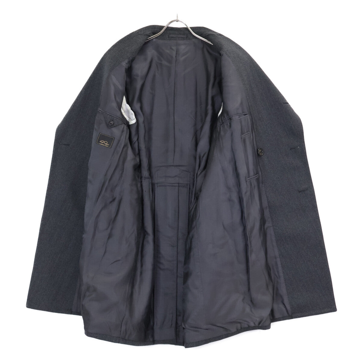 GABRIELE PASINI Charcoal Gray G50300/G5411 Herringbone Wool Flannel Polo Coat
