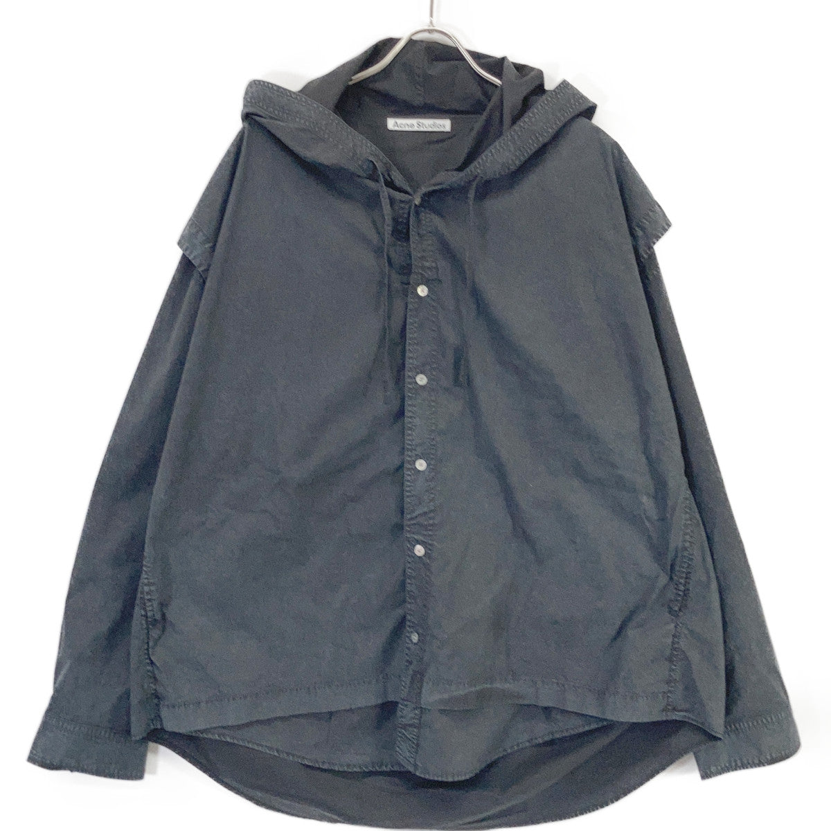 ACNE STUDIOS Black FN-MN-SHIR000861 Garment-Dyed Hoodie Shirt Top