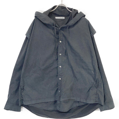 ACNE STUDIOS Black FN-MN-SHIR000861 Garment-Dyed Hoodie Shirt Top