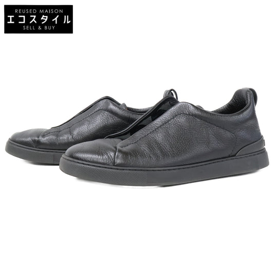 ZEGNA ゼニア ブラック TRIPLE STITCH S46672 レザー スニーカー シューズ