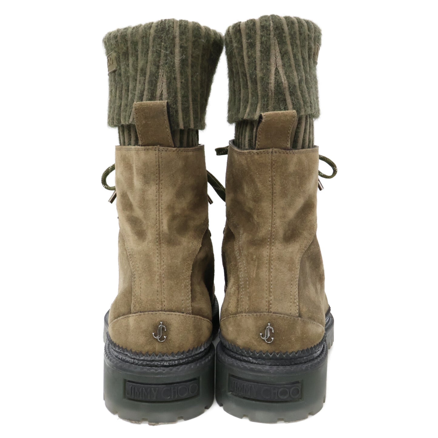 JIMMY CHOO ジミーチュウ カーキ Devin ニットソックス ブーツ シューズ
