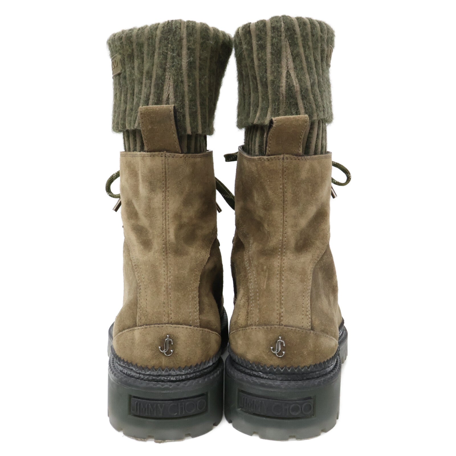 JIMMY CHOO ジミーチュウ カーキ Devin ニットソックス ブーツ シューズ