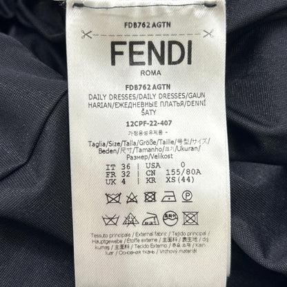 FENDACE フェンダーチェ ブラック FDB762 ブローチ付 ノースリーブ ドレスワンピース ワンピース