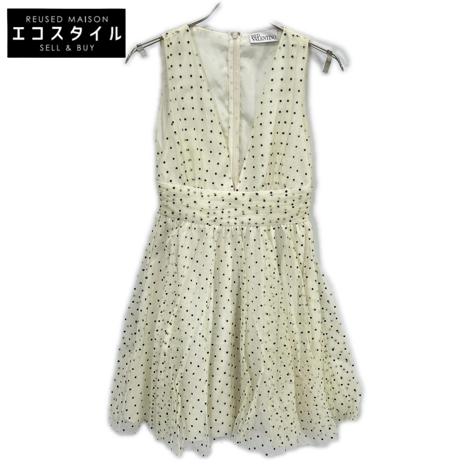 RED VALENTINO レッドヴァレンチノ アイボリー 1R3VAEZ56J3 ドット柄 チュールドレスワンピース ワンピース