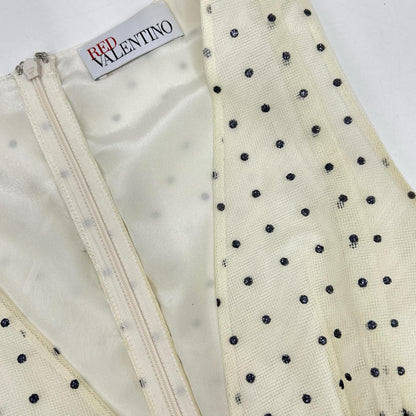 RED VALENTINO Ivory 1R3VAEZ56J3 Polka Dot Tulle Dress