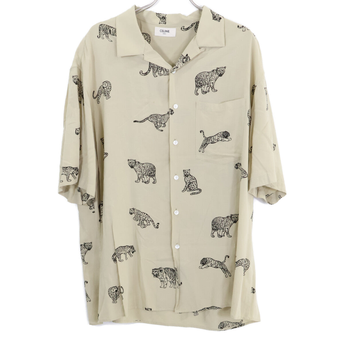 CELINE セリーヌ 2C730362Q Hawaiian Layon Shirt アニマル柄 ハワイアン ルーズ 半袖シャツ トップス