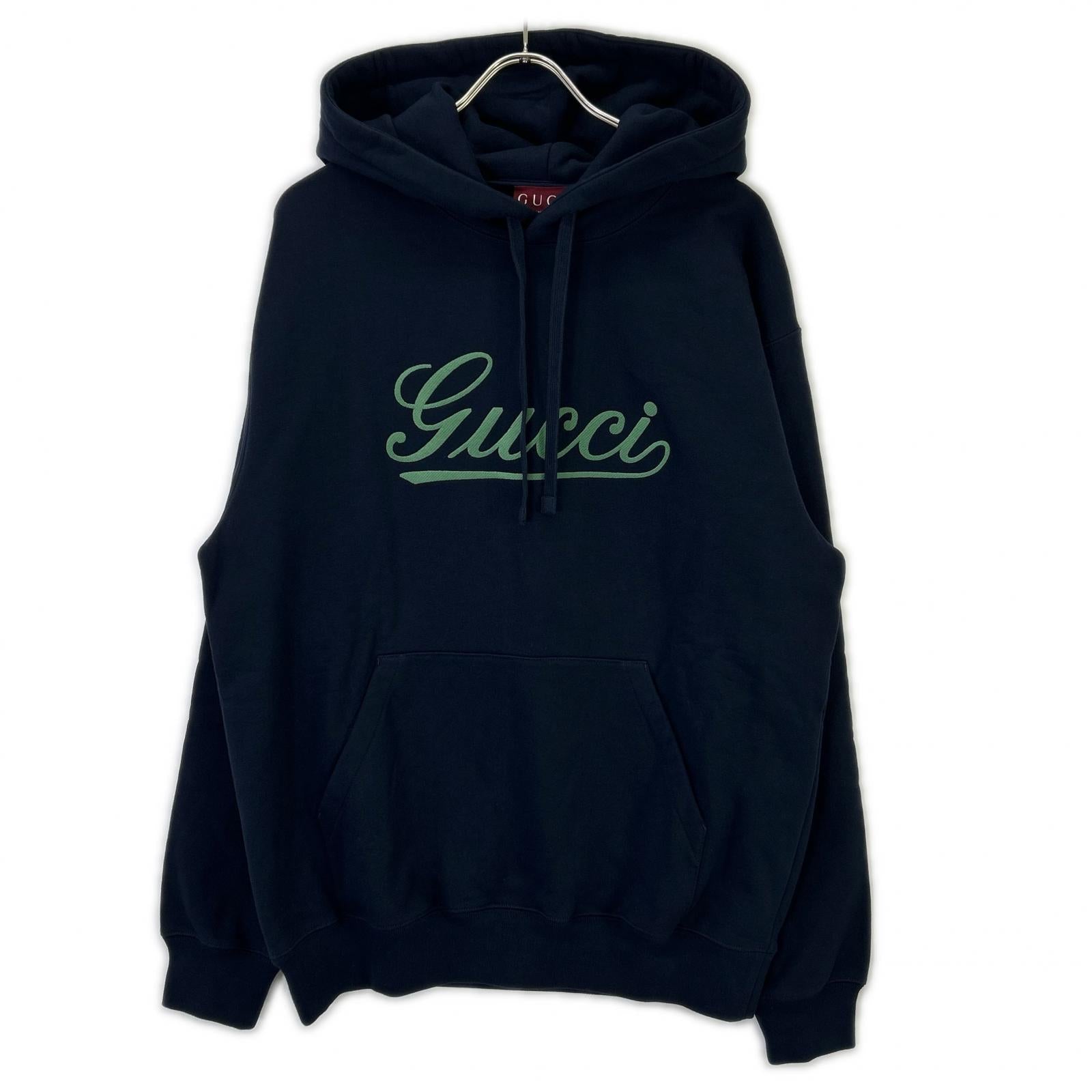 GUCCI 古驰 海军蓝 788771 Script徽标运动连帽衫 上衣
