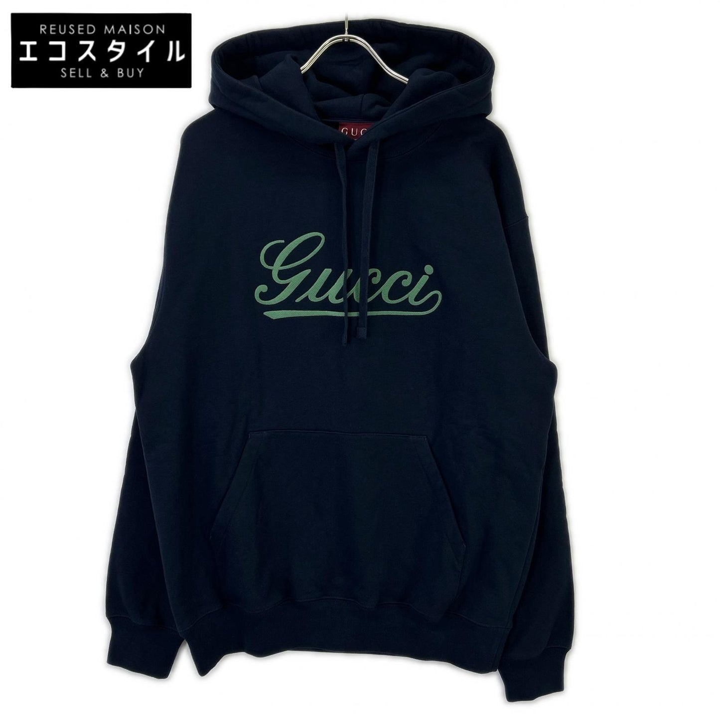 GUCCI 古驰 海军蓝 788771 Script徽标运动连帽衫 上衣