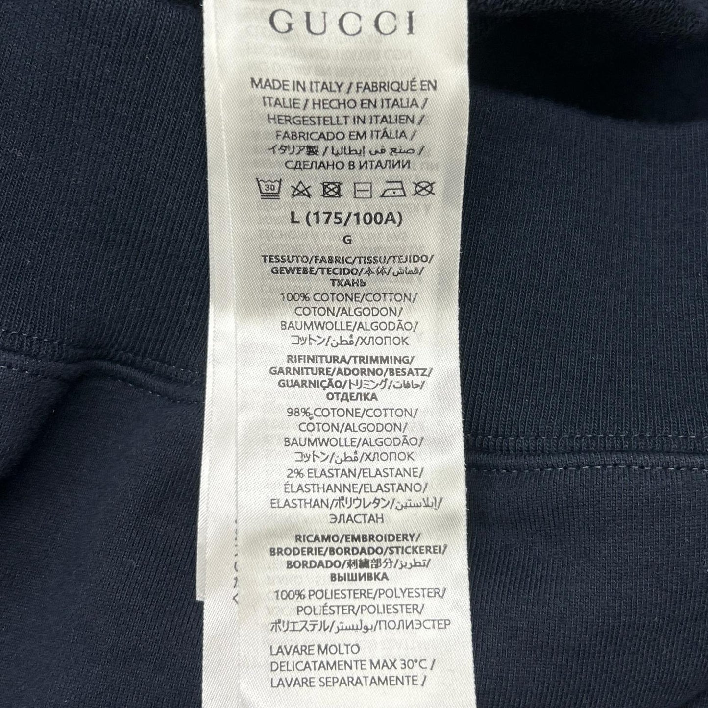 GUCCI 古驰 海军蓝 788771 Script徽标运动连帽衫 上衣