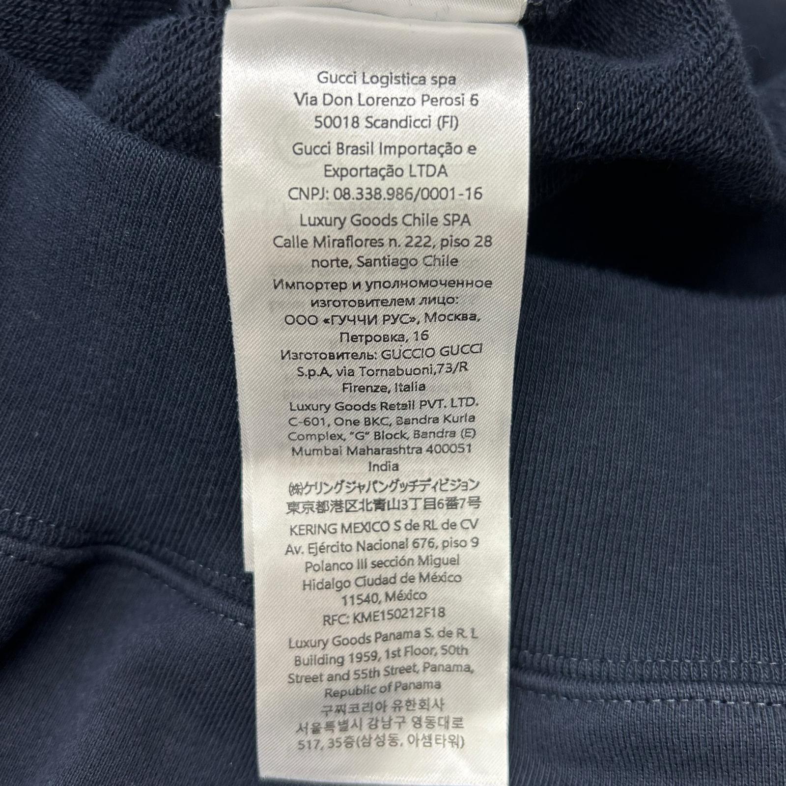 GUCCI 古驰 海军蓝 788771 Script徽标运动连帽衫 上衣