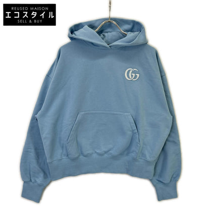 GUCCI Blue 787274 GG Logo Sweat Hoodie Top