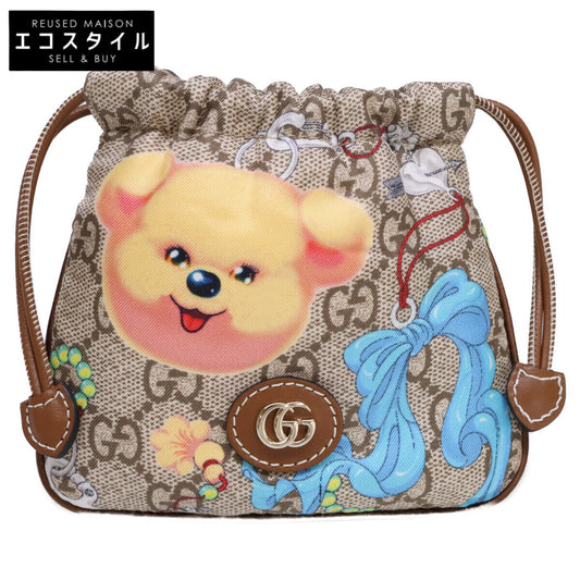 GUCCI New Unused 838893 Seo In-ji Design Playful Series Silk x Leather Bag Charm Pouch