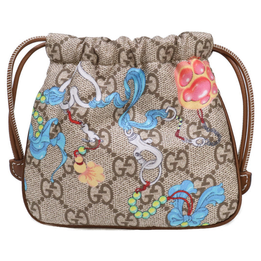 GUCCI New Unused 838893 Seo In-ji Design Playful Series Silk x Leather Bag Charm Pouch