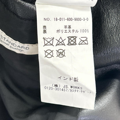 黑色 18-011-600-9800 羊皮机车夹克 M 男式