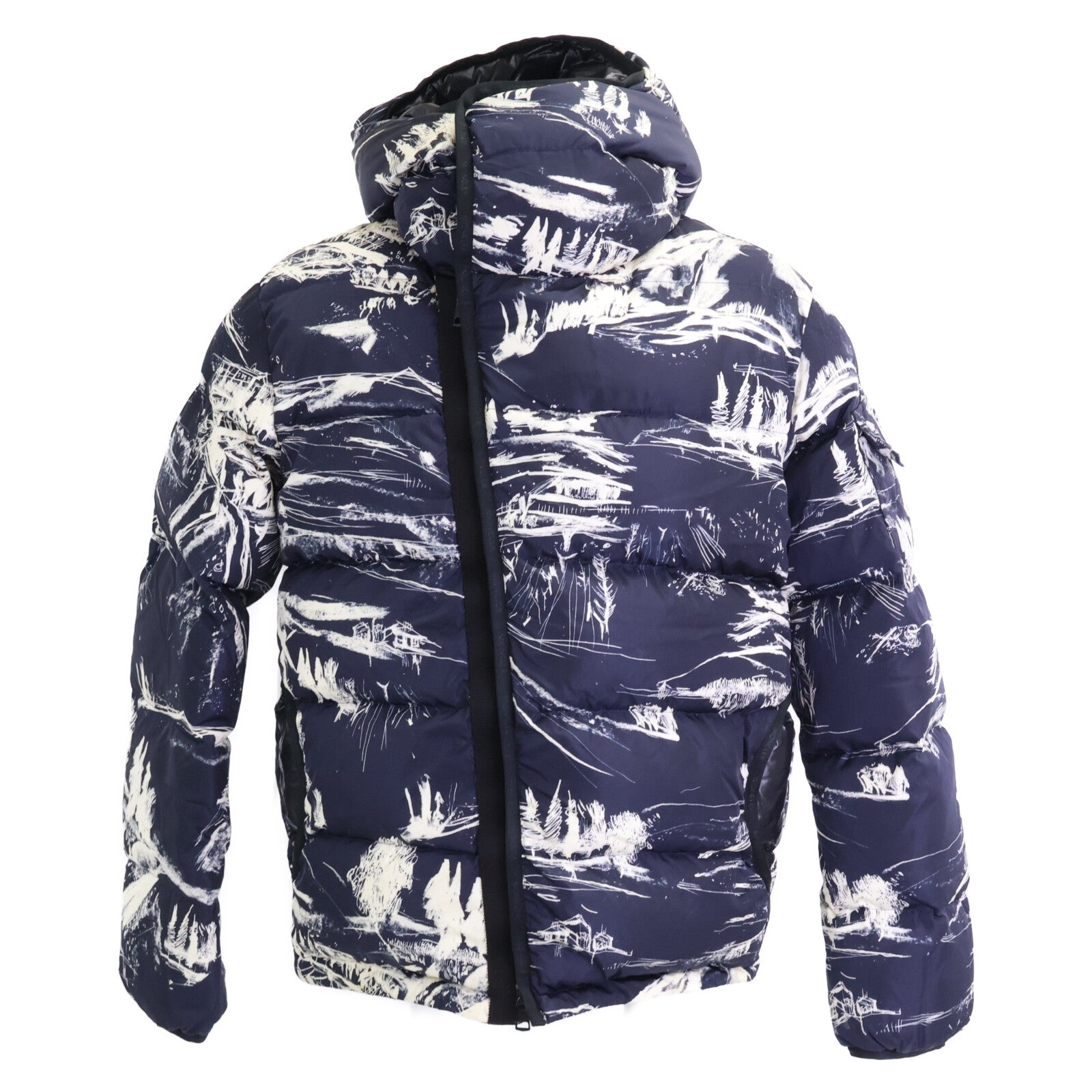 MONCLER モンクレール NEUVIC 総柄 斜めジップ フーディダウンジャケット ジャケット