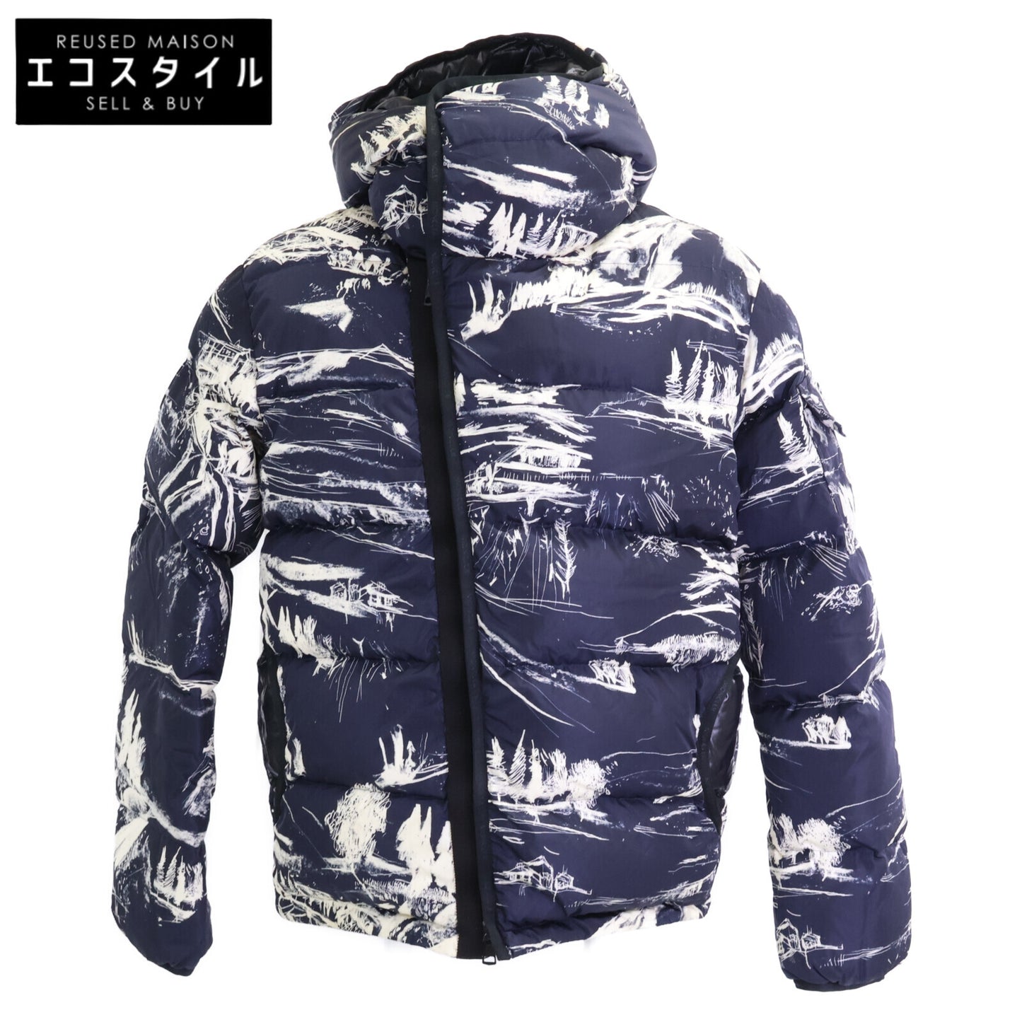 MONCLER モンクレール NEUVIC 総柄 斜めジップ フーディダウンジャケット ジャケット