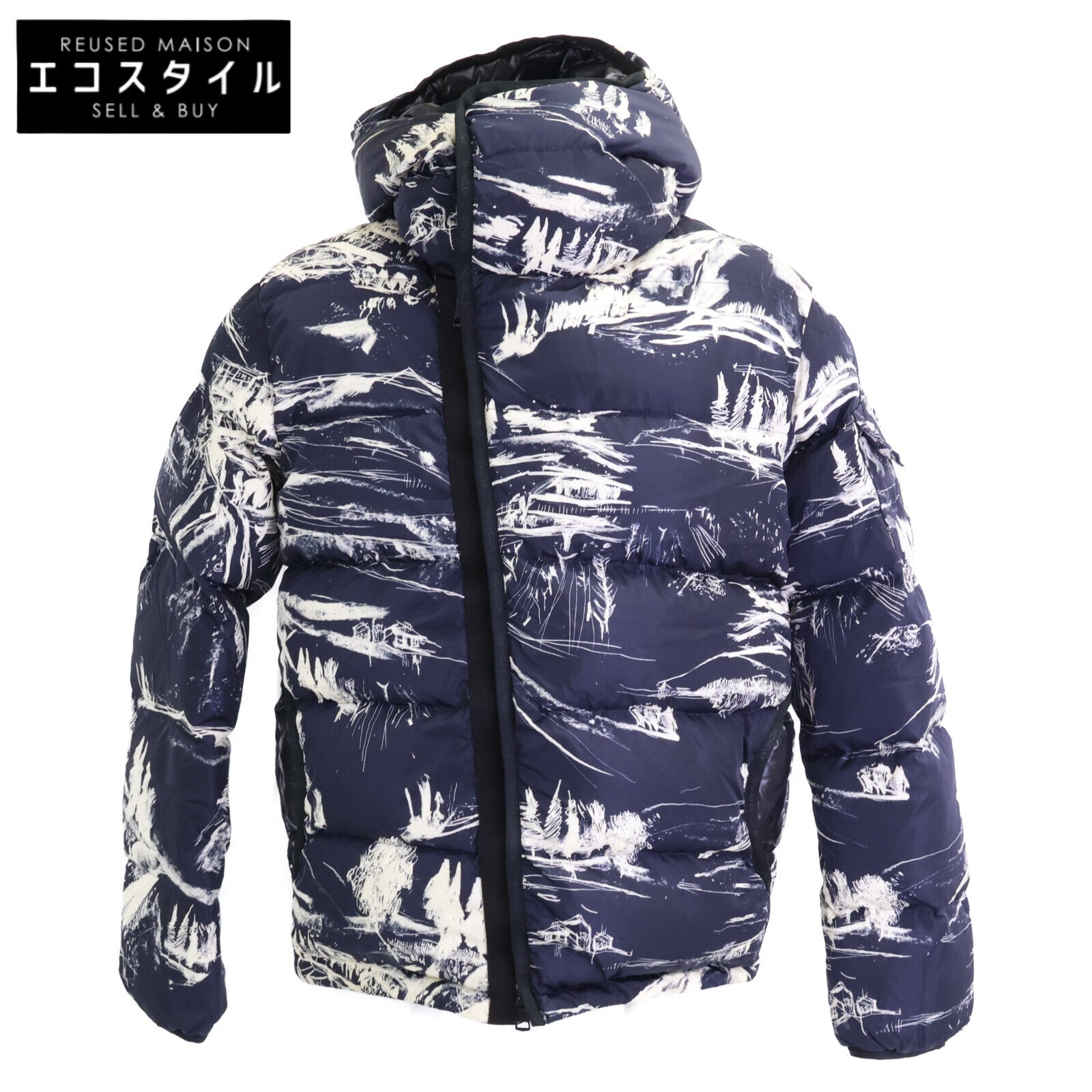 MONCLER モンクレール NEUVIC 総柄 斜めジップ フーディダウンジャケット ジャケット