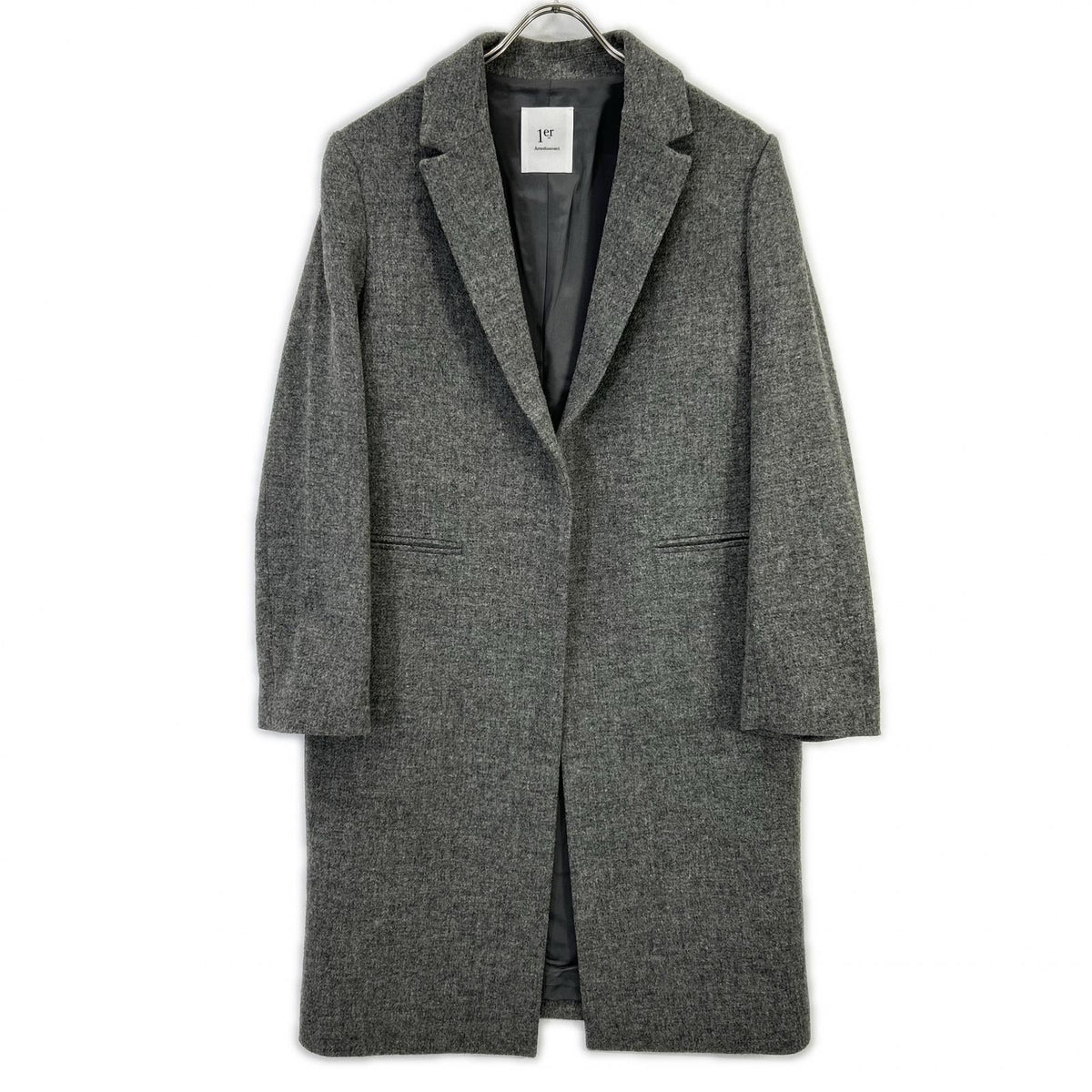 1er Arrondissement Premier Arrondissement Grey B1084AFC021 Wool Flannel Chester Coat Coat
