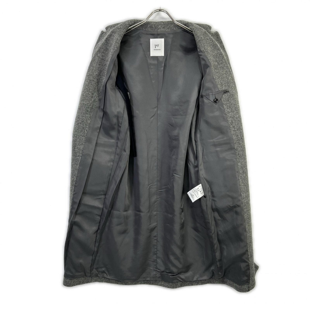 1er Arrondissement Premier Arrondissement Grey B1084AFC021 Wool Flannel Chester Coat Coat