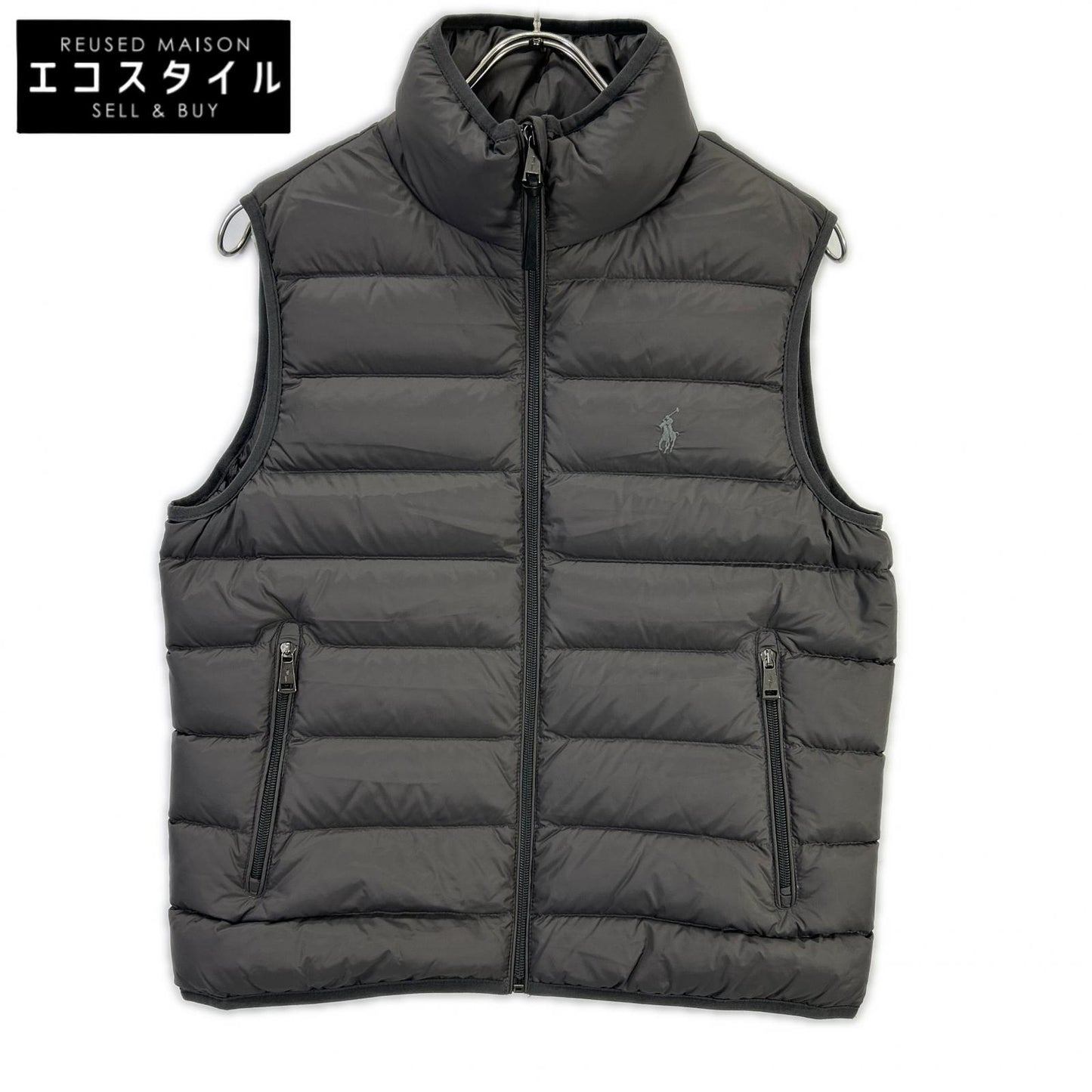 POLO RALPH LAUREN Gray Down Vest with Leather Cord