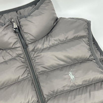 POLO RALPH LAUREN Gray Down Vest with Leather Cord