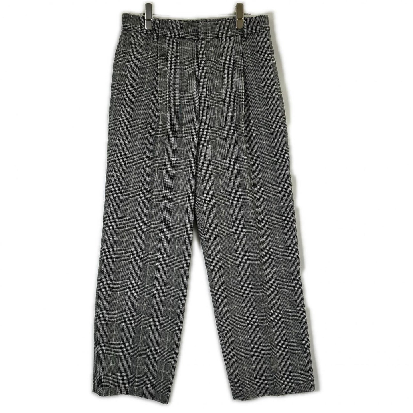 MOGA Moga Glen check B0297CFP099 One-pleat flannel slacks Bottoms