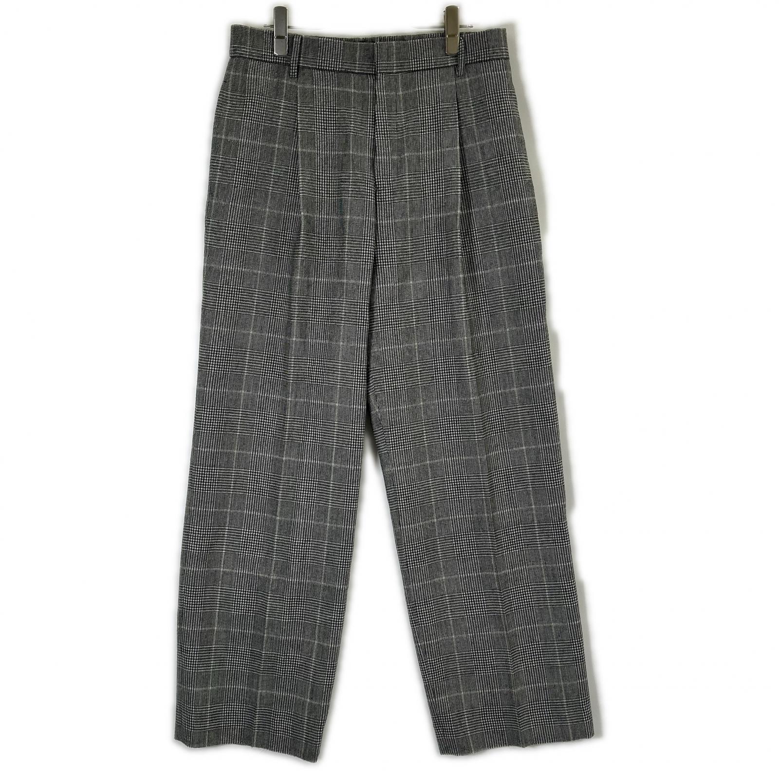 MOGA Moga Glen check B0297CFP099 One-pleat flannel slacks Bottoms