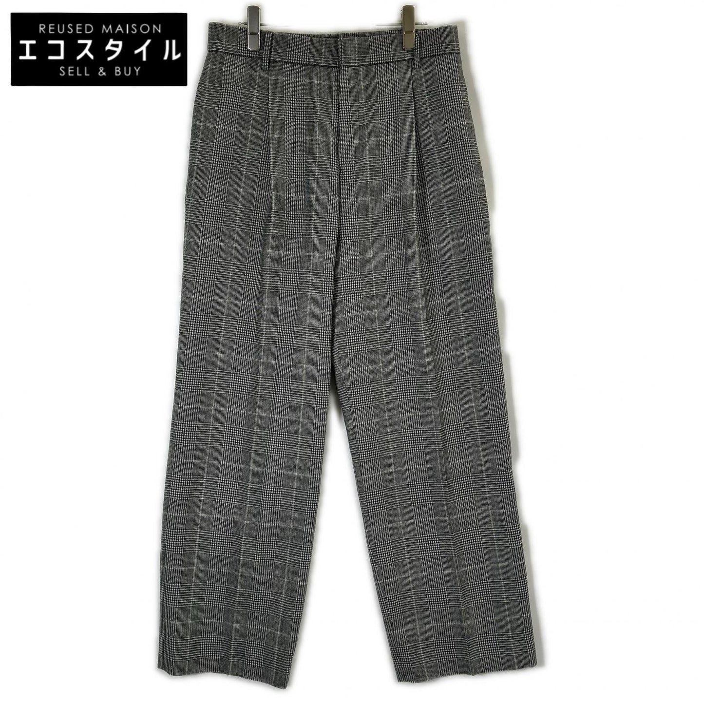 MOGA Moga Glen check B0297CFP099 One-pleat flannel slacks Bottoms