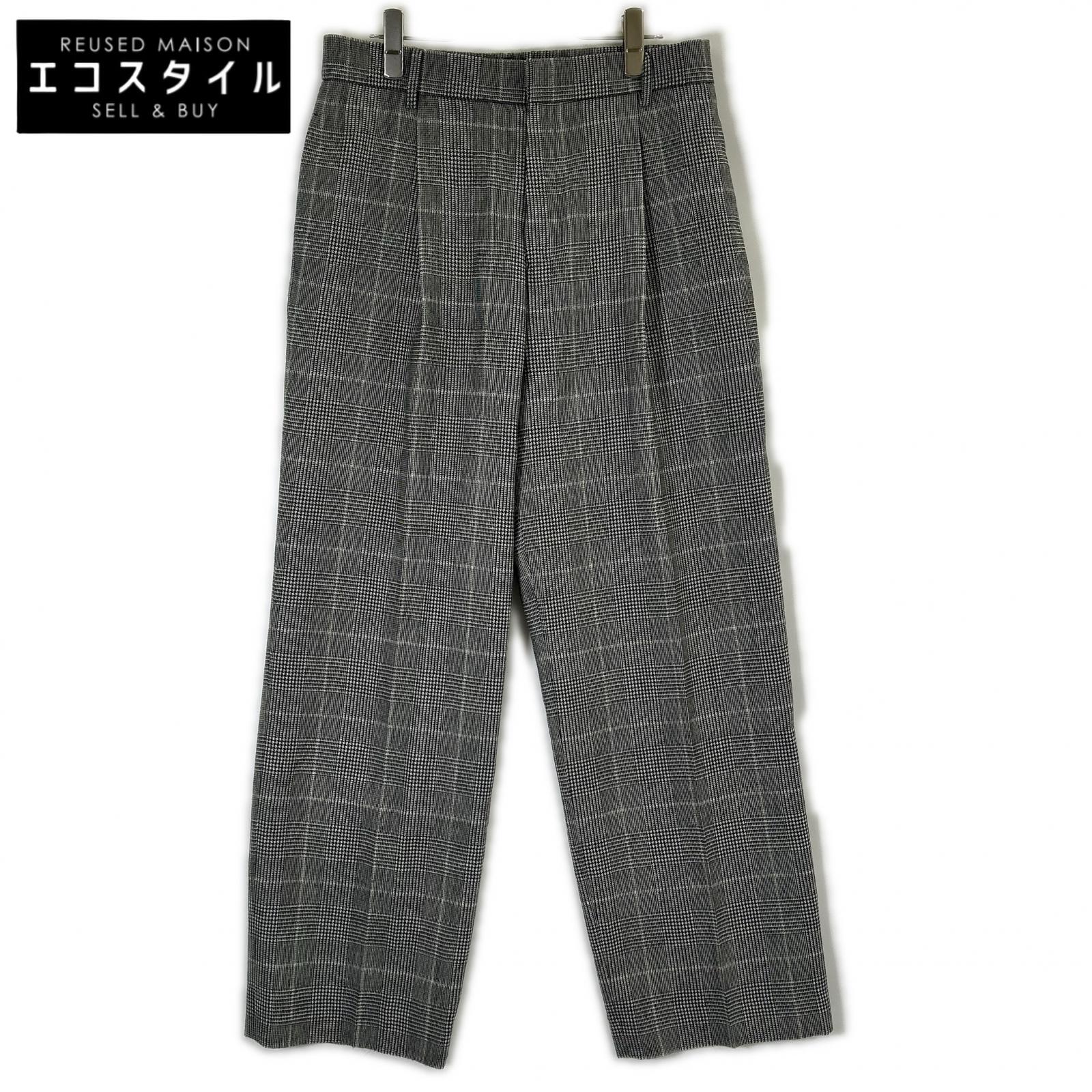 MOGA Moga Glen check B0297CFP099 One-pleat flannel slacks Bottoms