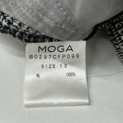 MOGA Moga Glen check B0297CFP099 One-pleat flannel slacks Bottoms
