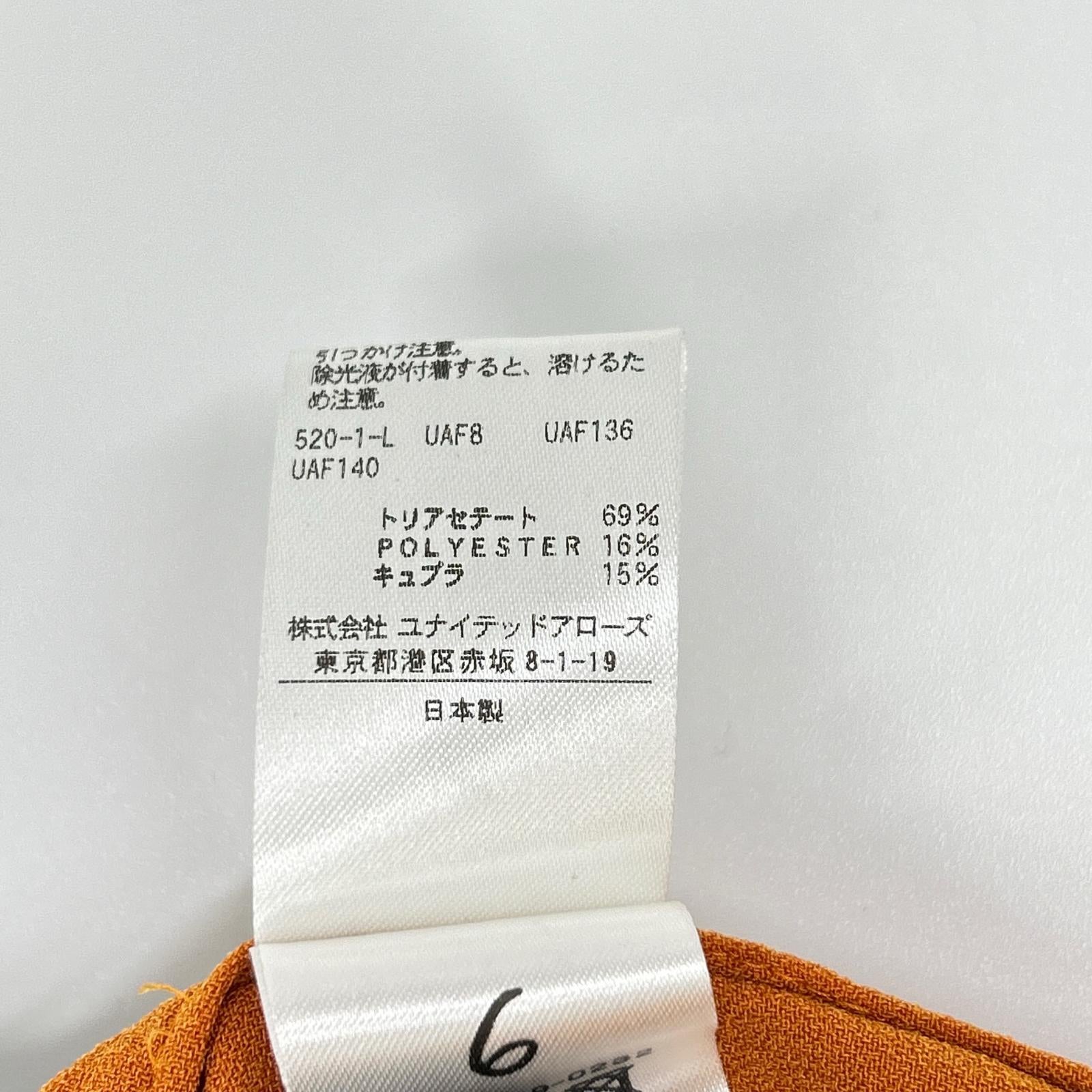 6(ROKU) ロク オレンジ 8611-299-0232 サテン ジョーゼット シャツ トップス