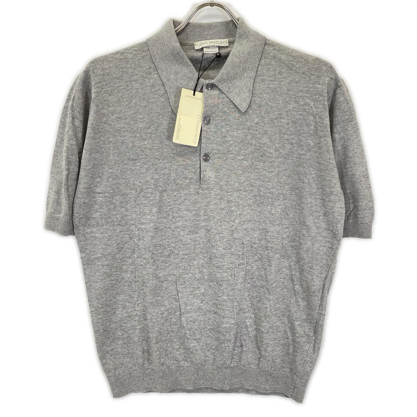 JOHN SMEDLEY ジョンスメドレー ライトグレー コットン 半袖ニットポロシャツ トップス