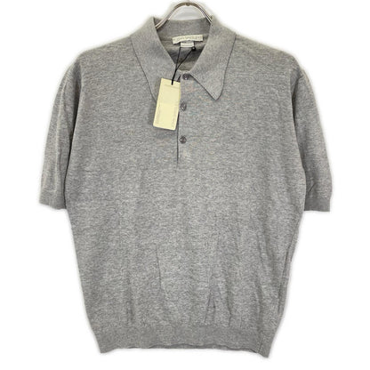 JOHN SMEDLEY ジョンスメドレー ライトグレー コットン 半袖ニットポロシャツ トップス