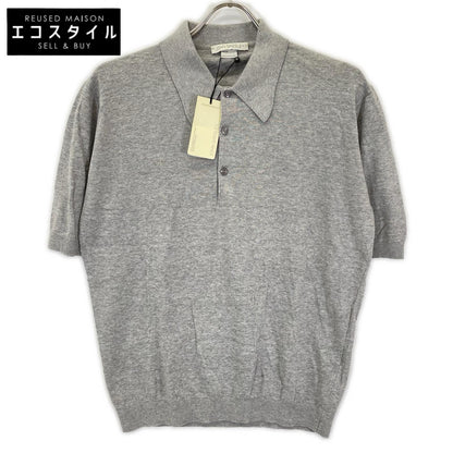 JOHN SMEDLEY ジョンスメドレー ライトグレー コットン 半袖ニットポロシャツ トップス