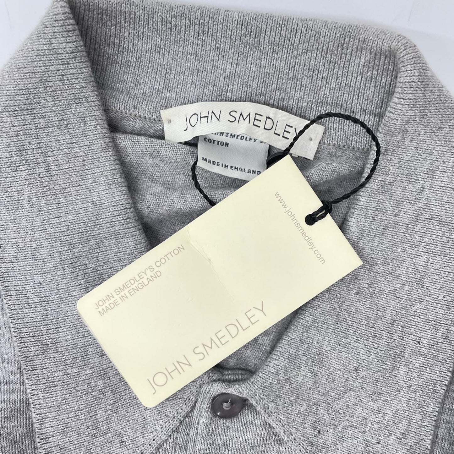 JOHN SMEDLEY ジョンスメドレー ライトグレー コットン 半袖ニットポロシャツ トップス