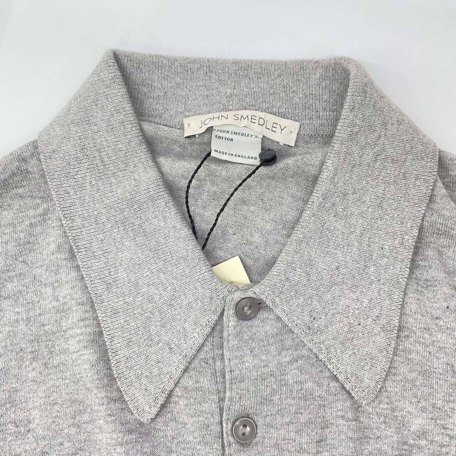 JOHN SMEDLEY ジョンスメドレー ライトグレー コットン 半袖ニットポロシャツ トップス