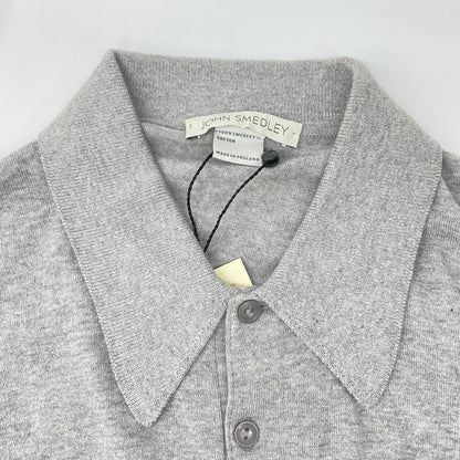 JOHN SMEDLEY ジョンスメドレー ライトグレー コットン 半袖ニットポロシャツ トップス